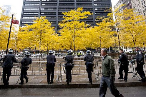 Cops at Zuccotti, after the raid